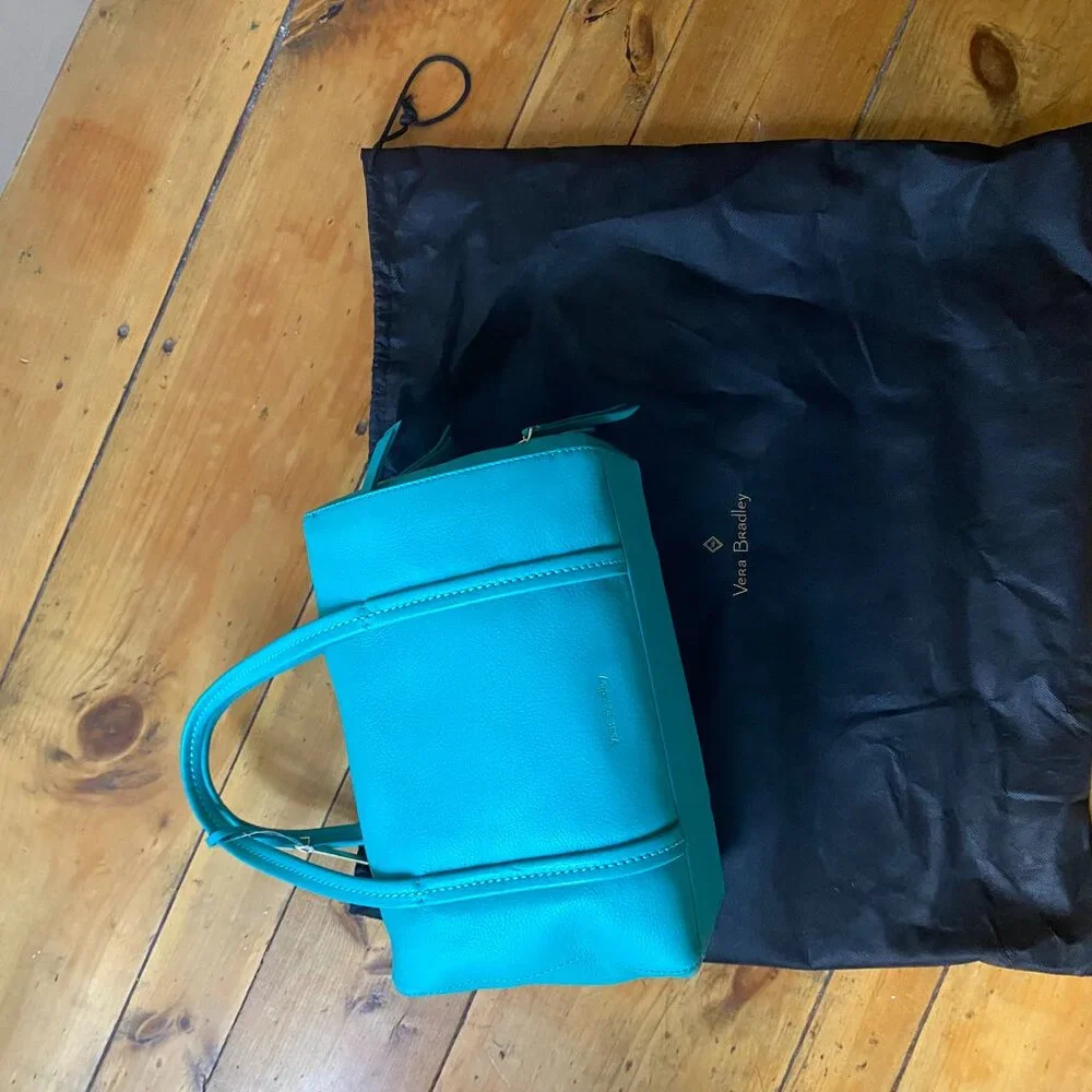 Vera Bradley Mallory Turquoise Leather Handbag - Brand New - Picture 12 of 15